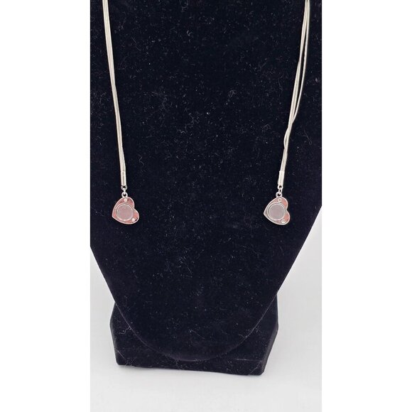 Silvertone Multistrand Crystal Rhinestone Magnetic Heart 16" Necklace Jewelry - Picture 3 of 7